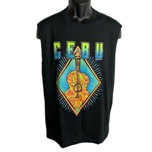 Islands Cebu Philippines Muscle Shirt M Black Guitar Graphic Tank Top Sleeveless